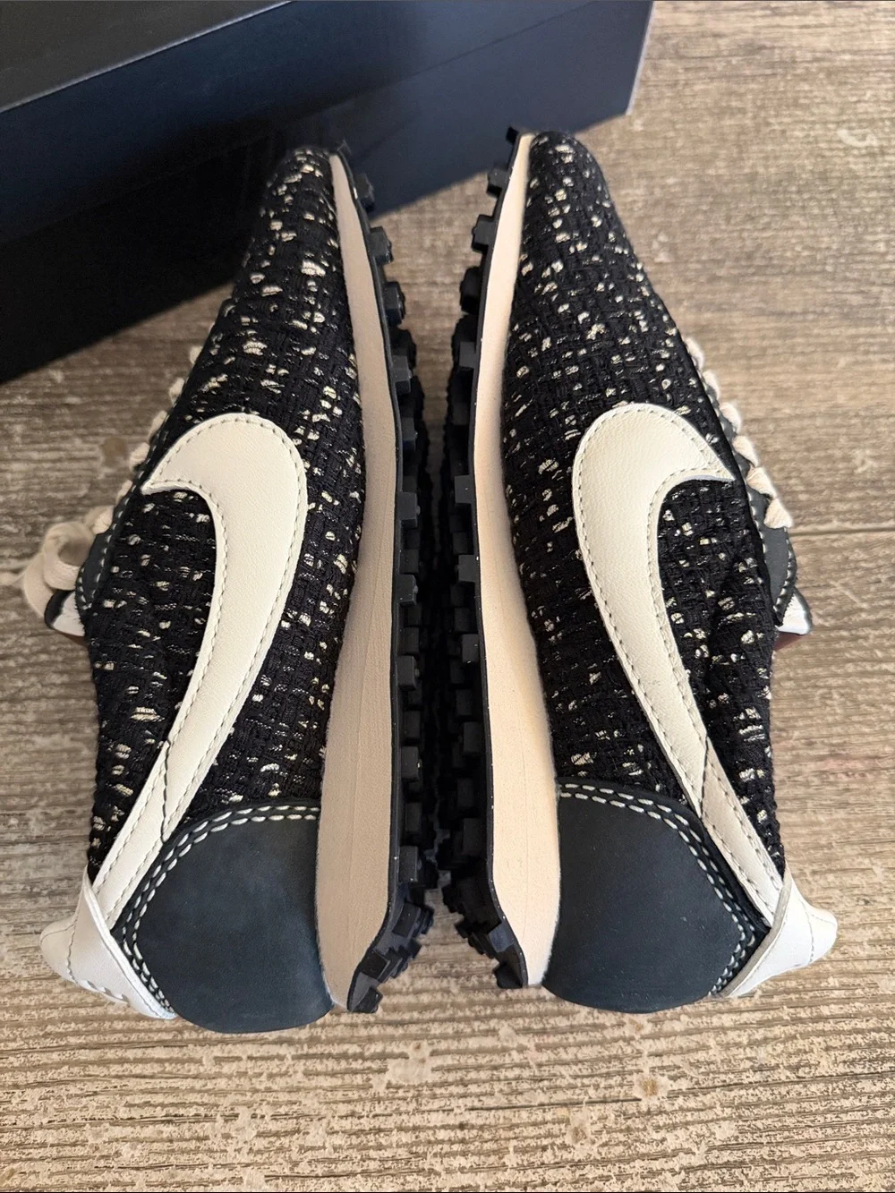 NWT Nike black, cream, and silver LD-1000 tweed sneakers